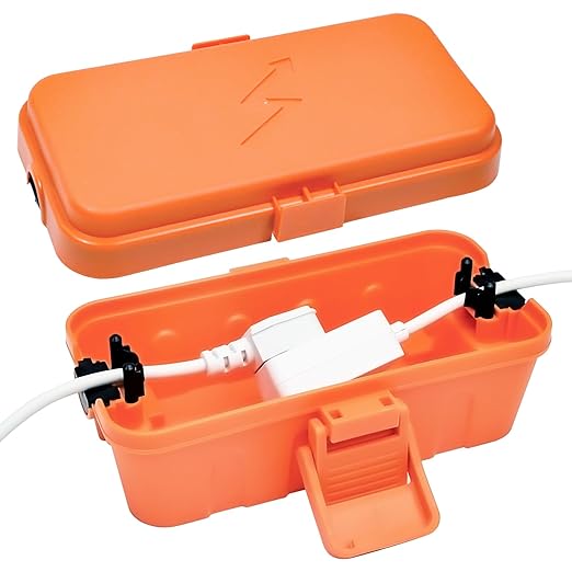 Hrensaw Small Weatherproof Electrical Connection Box(6 x 3.5 x 2.2inch),Outdoor Electrical Box,Waterproof Extension Cord Covers for Plug, Extension Cables, Holiday Lights,Orange