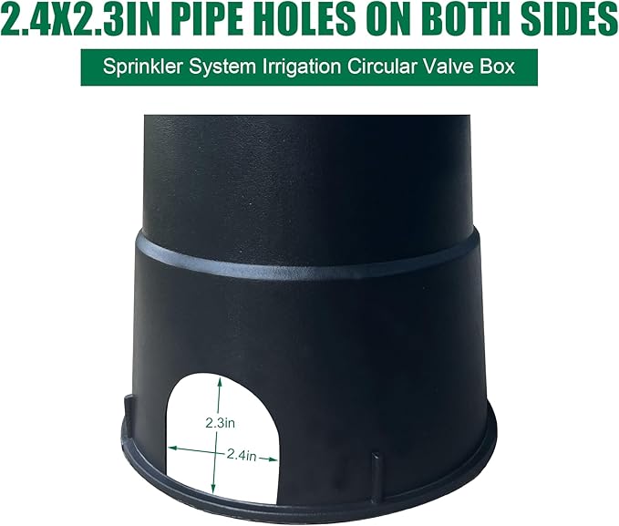 24 Sets Durable PP Valve Boxes-Anti Slip 6 in Sprinkler Valve Box,Water Meter Boxes Plastic Round Irrigation Box for Garden Yard Outdoor Lawn Grassland In Ground Farm,Green&Black