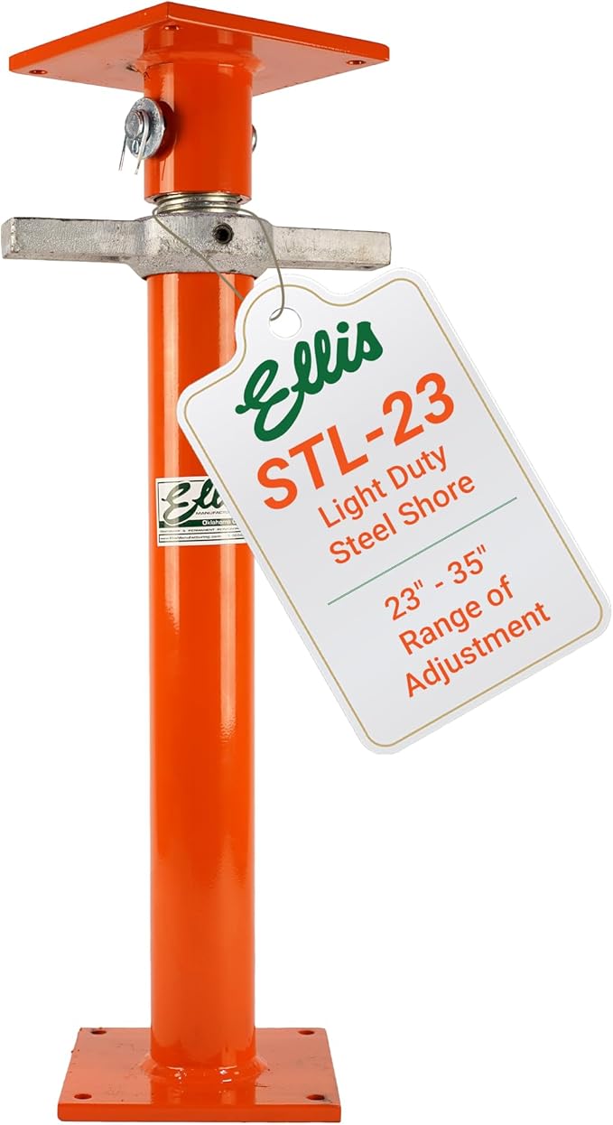 Ellis Manufacturing Light-Duty Steel Lifting Shore and Jack Post – House Jack for Foundation, Floor Leveling, and Concrete Bracing – 16,000 lb Safe Load Capacity – 23"-35" Adjustment