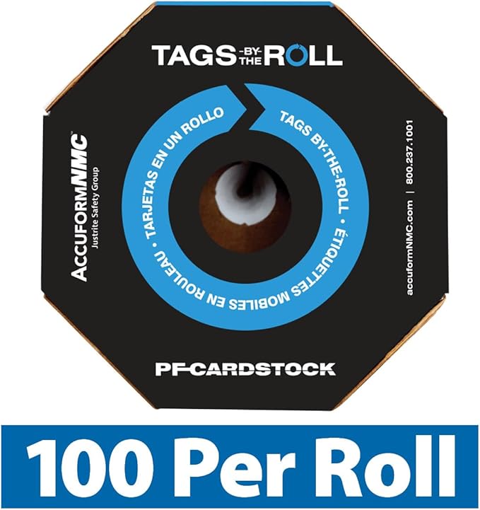 AccuformNMC 250 Tags by-The-Roll, Eyewash Station Inspection Tags with Record, US Made OSHA Compliant Eye Wash Tags, Waterproof PF-Cardstock, Resists Tears, 6.25"x3", TAR729
