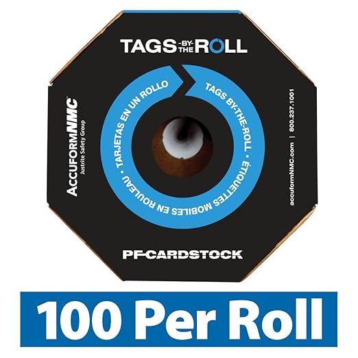 AccuformNMC 100 Inspection and Status Record Tags by-The-Roll, Hot Work Permit, US Made OSHA Compliant Tags, Waterproof PF-Cardstock, Resists Tears, 6.25"x3", TAR706