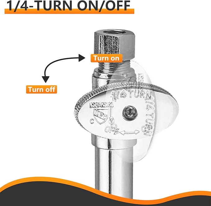 10-PCs HeSun Straight Stop Valve with 5-Inch Copper Sweat Tube Extension, 1/2" Sweat x 3/8" OD Compression Straight Stop, 1/4 Turn Shut Off Valve for Bathroom(VALVE146-10)
