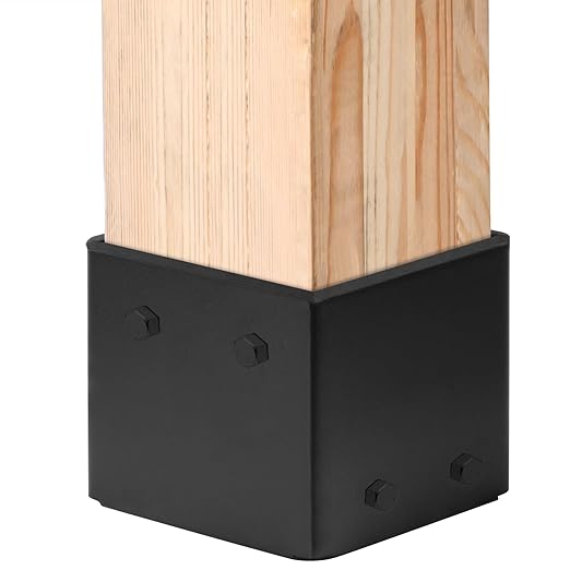 8x8 Post Base, Heavy Duty Steel Fence Base, Anchor Bracket Deck Supports Porch Railing Holder, Inner Size 7-1/2" for 8x8 Nominal Lumber, Thickness 5/32"(8 Gauge)