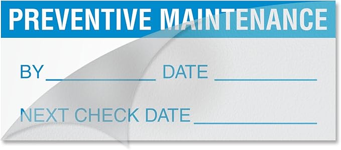 SmartSign Self Laminating Preventive Maintenance Labels by/Date/Next| 1.5" x 0.625" Polyester with Clear Flap, Pack of 140, Made in USA