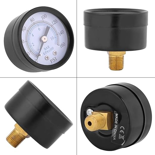 Water Pressure Gauges, 40mm Mini Pressure Gauges 0-160PSI / 0-10BAR Dual Scale 1/8" NPT Thread Indicator Meter for Air Oil Light Fluid Systems