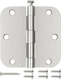 Interior Door Hinges Brushed Nickel 3 Pack Rounded Bedroom Door Hinge Satin Nickel 3.5 x 3.5 inch,5/8 Radius 3 ½"x 3 ½" Silver 3 1/2 Inch Door Hinges for RV Trailer Residential Hinges for Wood,Doors