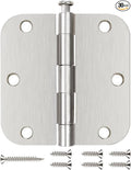 30 Pack Nickel Door Hinges Brushed Nickel 3 1/2 Interior Door Hinges Satin Nickel 3.5 Inch with 5/8” Radius Corners 3 ½"x 3 ½" Silver Hardware Controls JIW Garage Factory