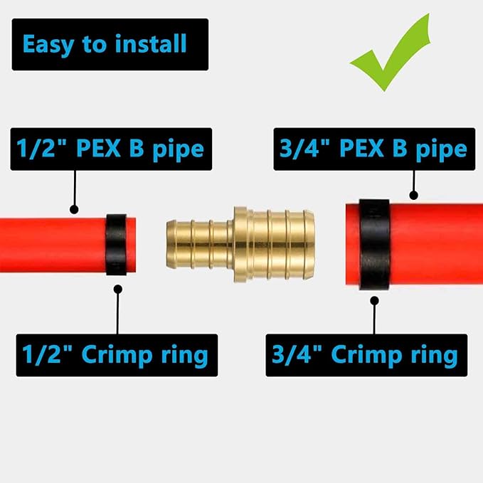 (10 Pack) Lidertik PEX Fittings 3/4 to 1/2 Reducer Adapter Brass Coupling LI-APXC1234(10 Pieces)