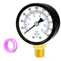 0-200psi Well Pump Pressure Gauge 1/4" NPT 2" Face Dial Size Lower Mount, Multifunctional Practical Dry Pressure Gauge, for Water, Oil and Air Compressor