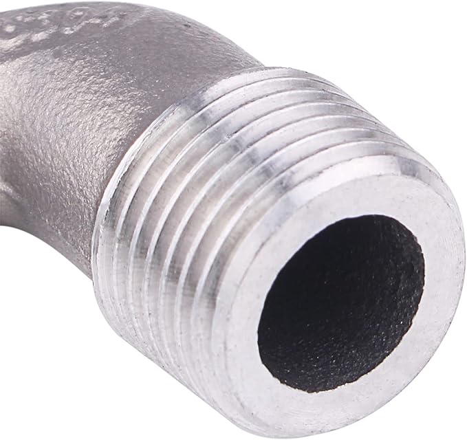 DERNORD 3/8" Hose Barb x 3/8" Male NPT Stainless Steel 90 Degree Elbow- Home Brew Pipe Fitting