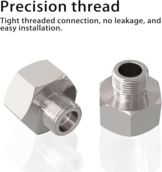 Nickel Plated Brass Pipe Fitting Water Hose Adapter G 1/2 Female to 3/8 Male Compression Converter Reducer Connector for Kitchen Faucet with Rubber Washers (Pack of 4)