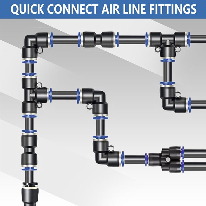 108 Pcs Quick Connect Air Hose Fittings Kit - 1/8" to 1/2" NPT Thread Push To Connect Fittings for Workshops