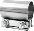 2'' Heavy Duty Stainless Steel Exhaust Pipe Seal Band Clamp, Repair Clamp Sleeve Coupler for Emergency Pipe Repair, Pack of 1