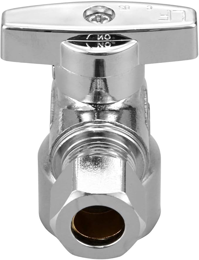 2 Pack Premium Brass Chrome plated 3/8" FIP Female Thread x 3/8 Inch OD Compression Quarter Turn Water Angle Stop Valve Shut Off
