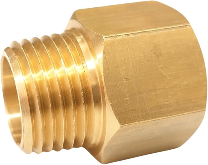 Brass Fitting Reducer Adapter, 1/2 Inch NPT Male to 1/2 Inch NPT Female, Male to Female Pipe Adapter, Brass Pipe Extension Fittings, 0.75" OD × 0.75" ID, Pack of 2