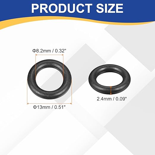 HARFINGTON 50pcs Nitrile Rubber O-Rings 13mm OD 8.2mm ID 2.4mm Width Metric Buna-N NBR Sealing Gasket Plumbing Sealing Repair O Rings for Car Auto Vehicle Repair Faucet Air Gas