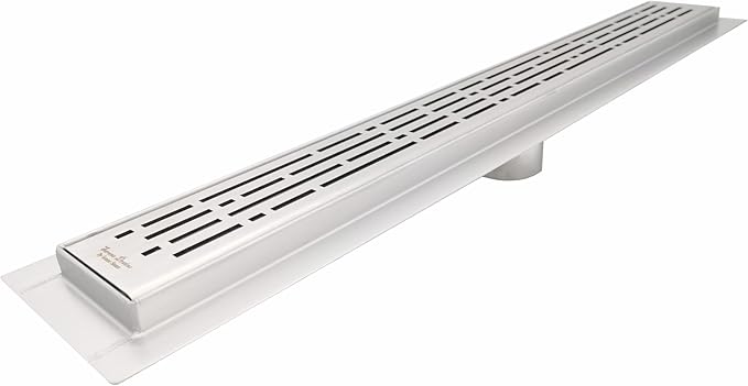 SereneDrains 304 Stainless Steel Brushed Nickel Linear Shower Drain Kit Broken Lane Linear Shower Drains for Tile Floor Long Hair Catcher Strainer Grate Cover Bathroom (Brushed Nickel, 72 Inch)