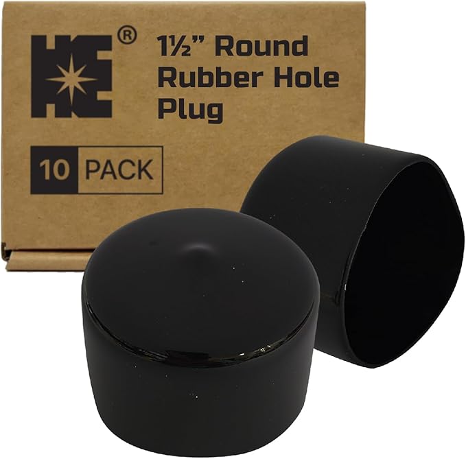 Cosmostar 1.5" Round Rubber Hole Plugs – Fit 1.50" to 1.56" Outer Diameter Tube | Black End Caps for Metal Pipes – Durable, Easy Glide, Secure Fit (10-Pack)