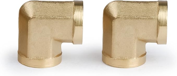 U.S. Solid 2pcs 90 Degree Barstock Street Elbow Brass Pipe Fitting 1/4" NPT Female Pipe to 1/4" NPT Female