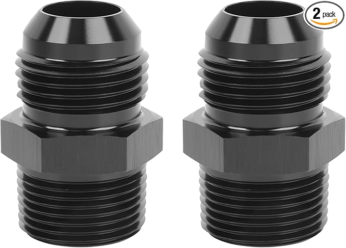 EVIL ENERGY 12AN Male Flare to 3/4" NPT Pipe Fitting Adapter Straight Aluminum Black 2pcs