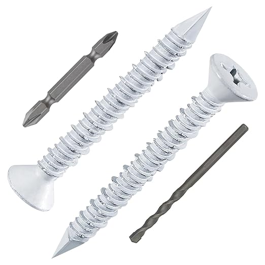 WenSilon(30 PCS) 3/16" x1-3/4 White Concrete Screw Anchor White Flat Head for Anchoring to Masonry, Block or Brick Stucco