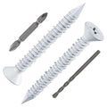 WenSilon(100 PCS) 1/4" x2-1/4 White Concrete Screw Anchor White Flat Head for Anchoring to Masonry, Block or Brick Stucco