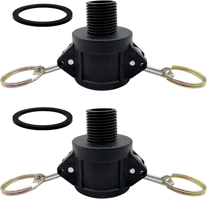 2PCS Camlock Fittings Poly NPT B-50 1/2" Type B Standard Couplings Cam lock Fittings Polypropylene Cam Groove Fitting Female Camlock with Male Threads (0.5 inch, Type B)