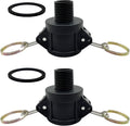 2PCS Camlock Fittings Poly NPT B-50 1/2" Type B Standard Couplings Cam lock Fittings Polypropylene Cam Groove Fitting Female Camlock with Male Threads (0.5 inch, Type B)