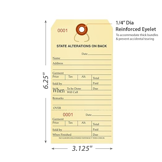 SmartSign Numbered Alteration Tags | 3.125" x 6.25" Manila Stock, Pack of 500