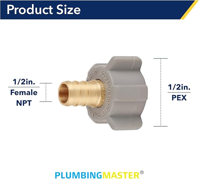 Pipe Fitting - 1/2" Pex 1/2" Female NPT Swivel Adapter Barb Crimp Fitting, Anti-Corrosion, No Lead, 5 Year Warranty, (PEX1807202-2PCS)