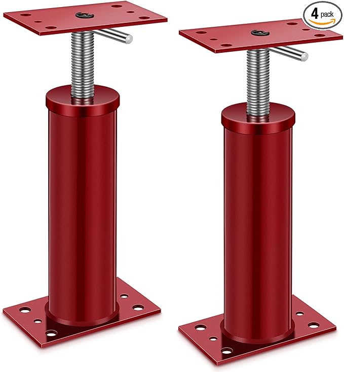 4 Pcs House Jacks for Leveling, Adjustable Jack Post 12"-16" Basement Floor Jack, Supports Stabilizer Screw Jacks for House Foundation, Stairs, Porches, Roof Beams, Load Capacity 11023 Lbs