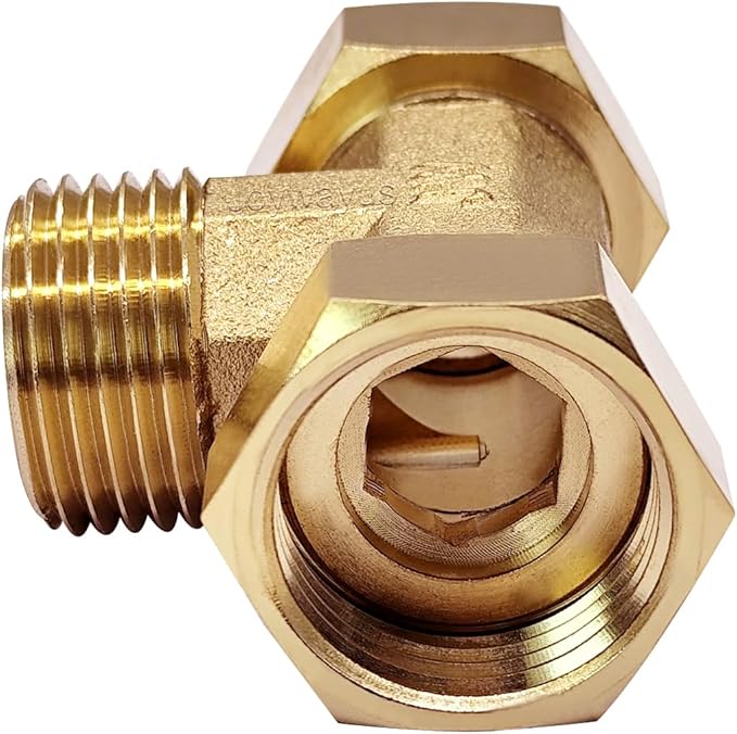 Joywayus 3/4" GHT Female × Male × Female Brass Tee Swivel Pipe Fitting T 3-Way Adapter