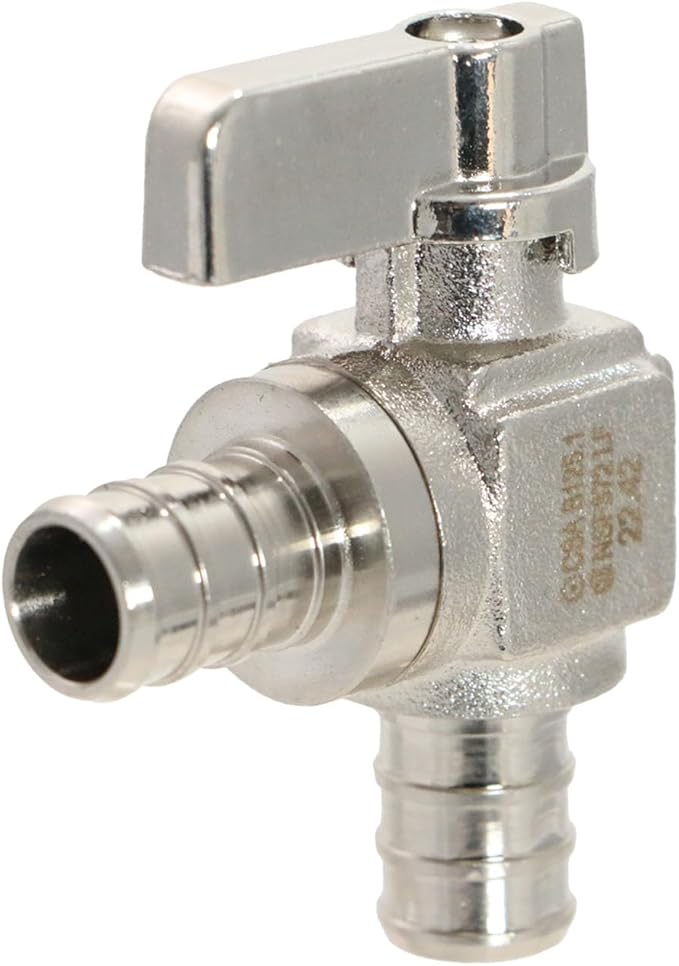 XFITTING 1/2 inch Pex Mini Shut Off Angle Ball Valve, Full Port, 1/4-Turn, Brass, 1 Piece