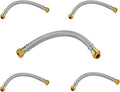 (5 Pack) Seelink 12-Inch Stainless Steel Flexible Water Heater Hose, 1/2" Push-Fit x 3/4" FIP, Push-to-Connect for Copper, PEX, and CPVC