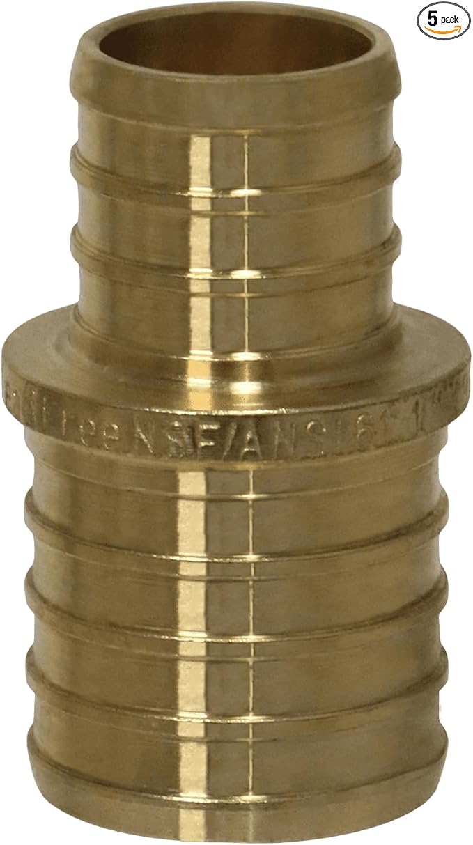 XFITTING 5 Pcs Pex Coupling, 1 Inch x 3/4 Inch, Brass, Coupling, Pex Pipe Fitting