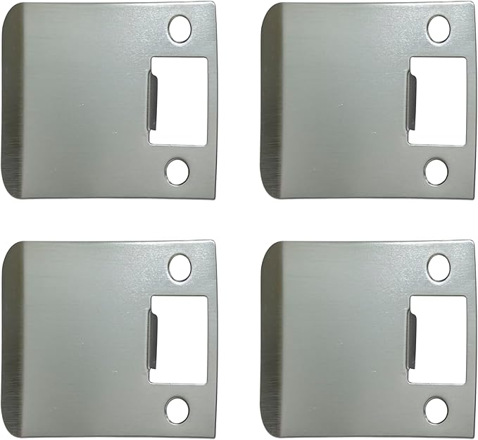 QCAA Solid Brass Extended Lip Strike, 3''X2-1/4", Satin Nickel, 4 Pack, Made in Taiwan