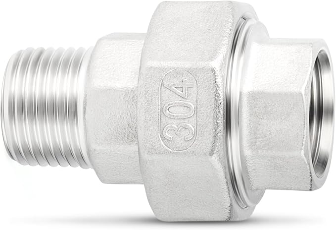 TAISHER 5PCS 304 Stainless Steel Union，3/8" NPT Male x 3/8" NPT Female Cast Pipe Fitting