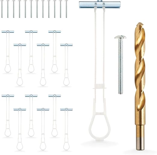 1/4”-20 Quick Easy Heavy Duty Toggle Anchors with Bolts - Hollow Wall Anchors with Steel Wings, Adjustable Up to 2 1/2" Thick Wall, Holds Up to 1080 Lbs, Heavy Duty Drill Bit Included (48 Pack)