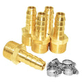 JoyTube 5 Pcs Hose Barb Fittings 5/16" Barb to 3/8" NPT Male Thread Brass Metals Adapter Connector with Hose Clamp