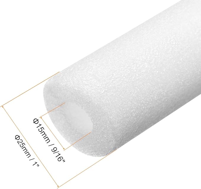 MECCANIXITY 4pcs Pipe Insulation Foam Tube Pipe Lagging 15mm(9/16 Inch) ID 25mm OD 3ft Freeze Protection for Copper Pipe, White