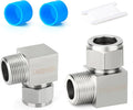 TAISHER 1PCS 304 Stainless Steel Square 90 Degree Compression Tube Pipe Fitting Connector, 3/8" Tube OD x 1/2" NPT Male Adapter