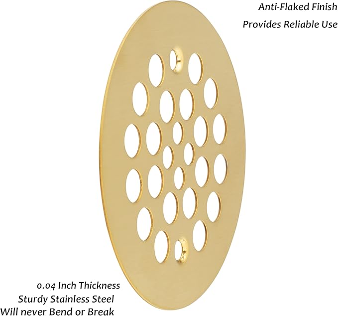 Artiwell 4-1/4“ Shower Strainer Drain Trim Set, Screw-in Shower Strainer Drain Cover, Plastic-Oddities Style Replacement Strainer Grid,Machine & Self-Tapping Screws Included (Brushed Gold)