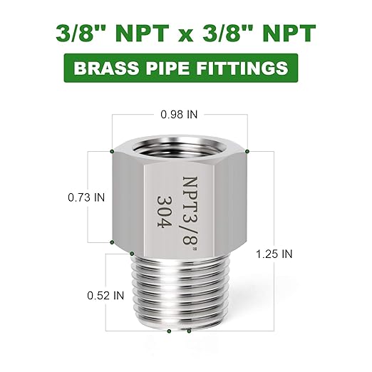 TAISHER 5PCS Forging of 304 Stainless Steel Fitting, Reducer Adapter, 3/8-Inch Male Pipe x 3/8-Inch Female Pipe