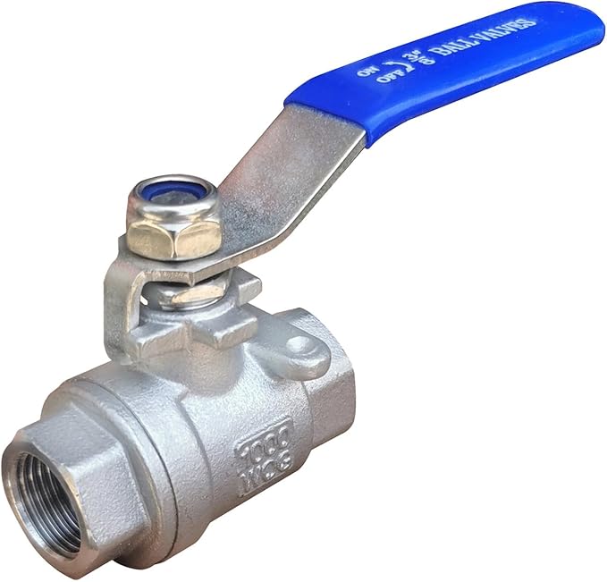Full Port Ball Valve 3/8" NPT Heavy Duty Stainless Steel 304 For Water,Oil and Gas with Blue Handles（1000WOG）