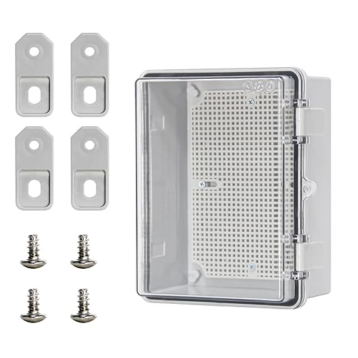 Waterproof Outdoor Junction Box IP66 ABS Plastic Weatherproof Box Impact-Resistant Weatherproof Electrical Enclosure for Ggarden, Garage, Solar, and Marine Applications Clear(8.6"x6.6"x4.3")