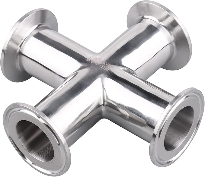DERNORD 4 Way Cross Clamp Fits 1.5" Tri-clamp Sanitary Fitting Stainless Steel 304, 32mm Pipe OD