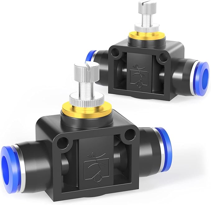 TAILONZ PNEUMATIC Air Flow Control Valve with Push-to-Connect Fitting, in-Line Speed Controller Union Straight - 4MM Tube OD x 4MM Tube OD SCF-4 （Pack of 5）