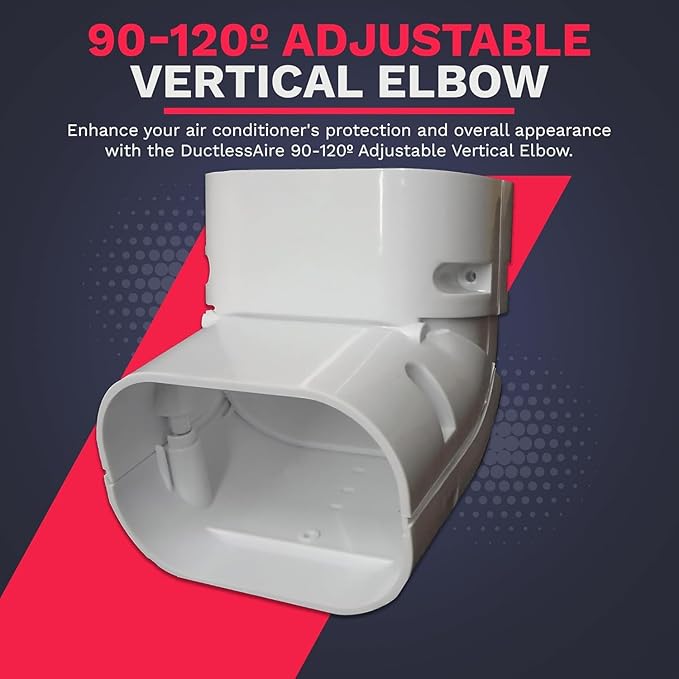 DuctlessAire Mini Split Line Set Cover - Lineset Covers for Mini Split Condenser, Central Air Systems, HVAC, Heat Pumps and More - Air Conditioner Unit Accessories (3" 90-120º Vertical Elbow)