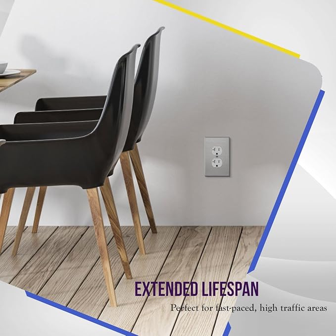 ENERLITES Duplex Receptacle Outlet Metal Wall Plate, Stainless Steel Outlet Cover, Corrosion Resistant, Mid-Size 1-Gang 4.88" x 3.11", UL Listed, 7721M, 430 Stainless Steel, Silver