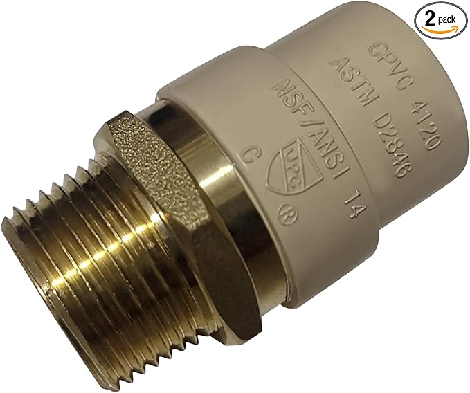 XFITTING CPVC Transition Coupling, 3/4 inch CPVC x 3/4 inch MNPT, Pack of 2